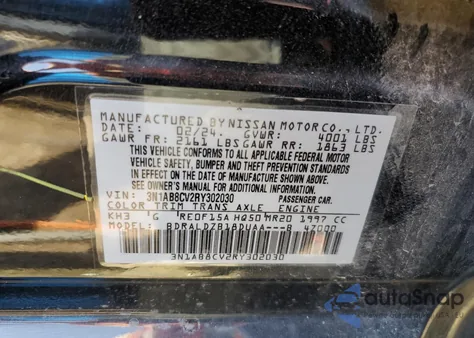 2024 Nissan Sentra Sv z USA, uszkodzony, nr VIN 3N1AB8CV2RY302030